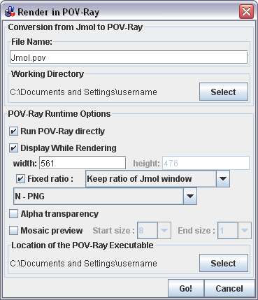 POV-Ray export dialog